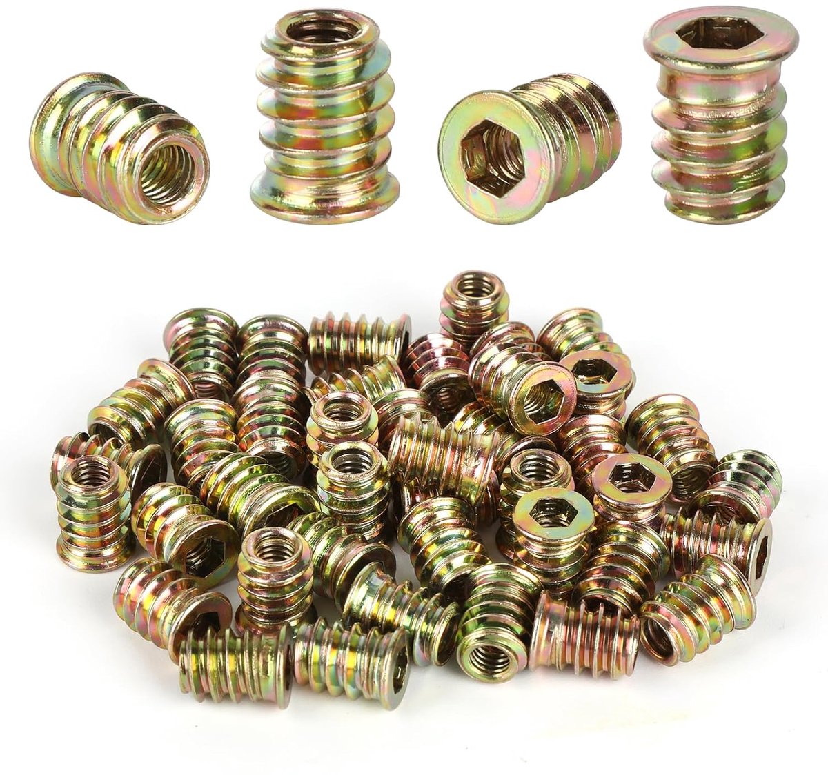 SnelShoppen - M6 Schroefmoeren, M6 x 15 mm, Galvaniseerde Zeskantschroefmoeren voor Hout, 40 Stuks voor DIY en Professionele Toepassingen