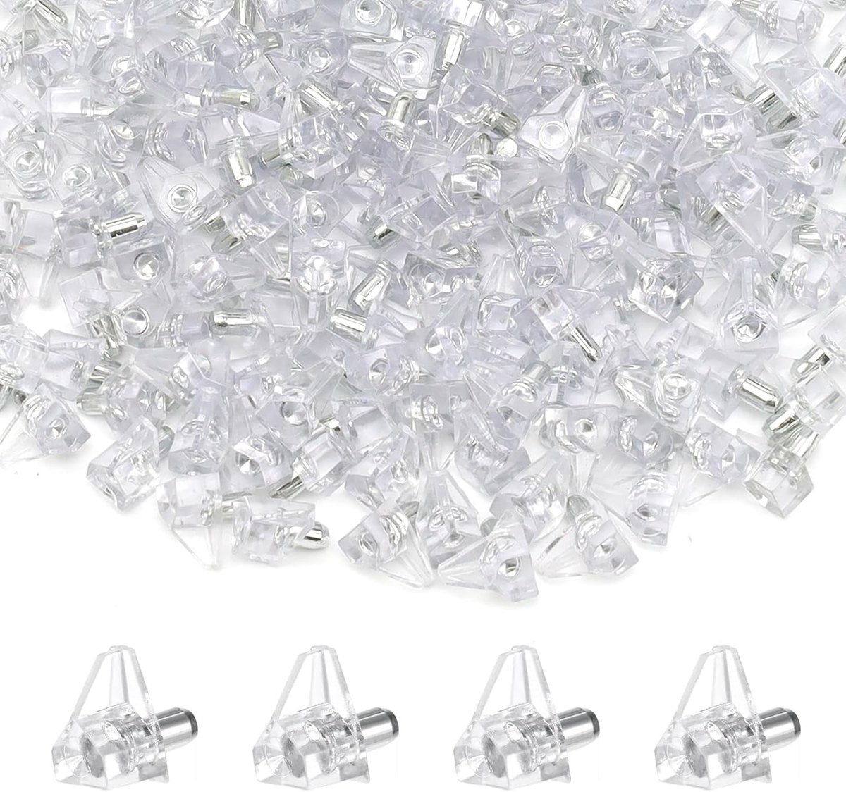 SnelShoppen - 5 mm Plankdragers 200 Stuks met Stalen Pin, Transparante Kast Bodemhouder voor Houten en Glazen Vloeren, Stevige Ondersteuning voor Plan