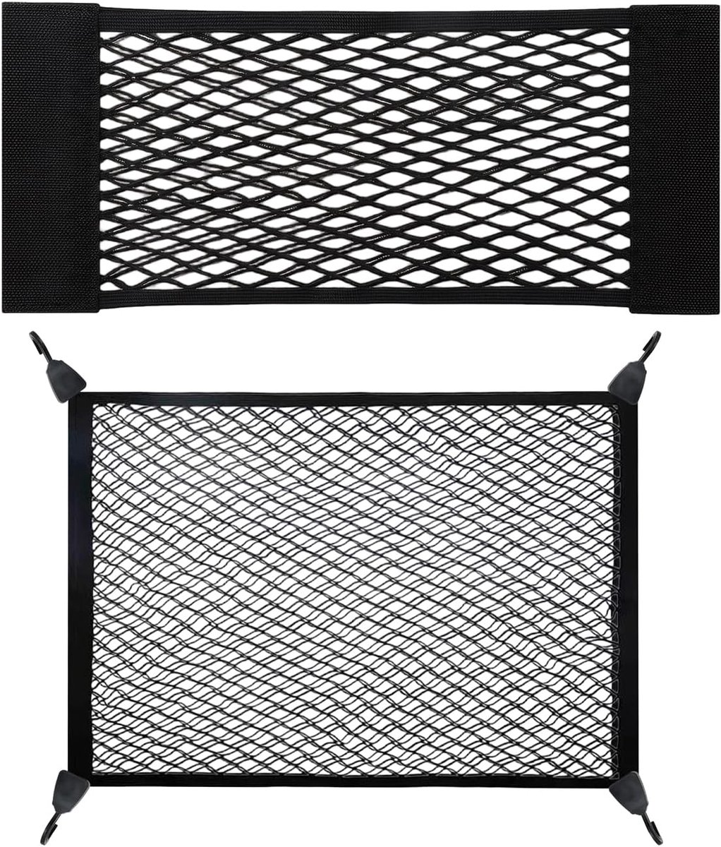 SnelShoppen - 3 Pack Universele Koffer, Dubbel Laag Opbergnettassen voor Auto, Organiseren van Bagage en Thuisopslag, 110x60cm en 25x60cm