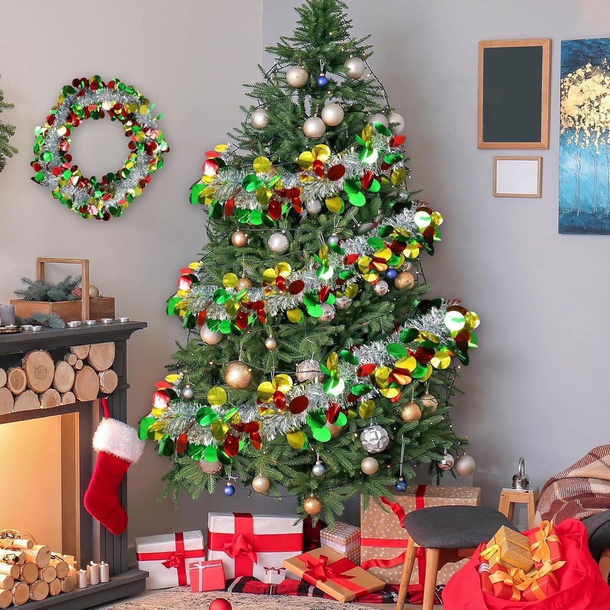 Kerstguirlande 10m - zilver - decoratief - perfect voor feestelijke versiering - SnelShoppen – foto 4