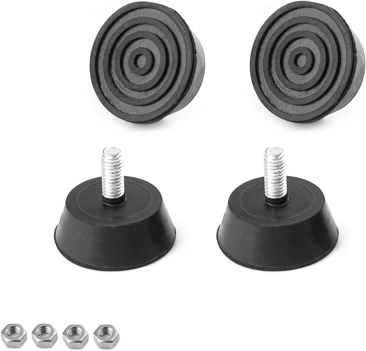 Verstelbare meubelpoten M6 - Rubber voeten zwart - Trillingsdempend en krasvrij - Voor meubels en apparaten - ShopVlot