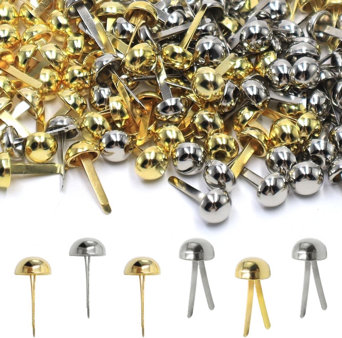 Ronde hoofdpatroon clips 400 stuks - goud zilver - dubbele voet ontwerp - ideaal voor papier en scrapbooking - ShopVlot