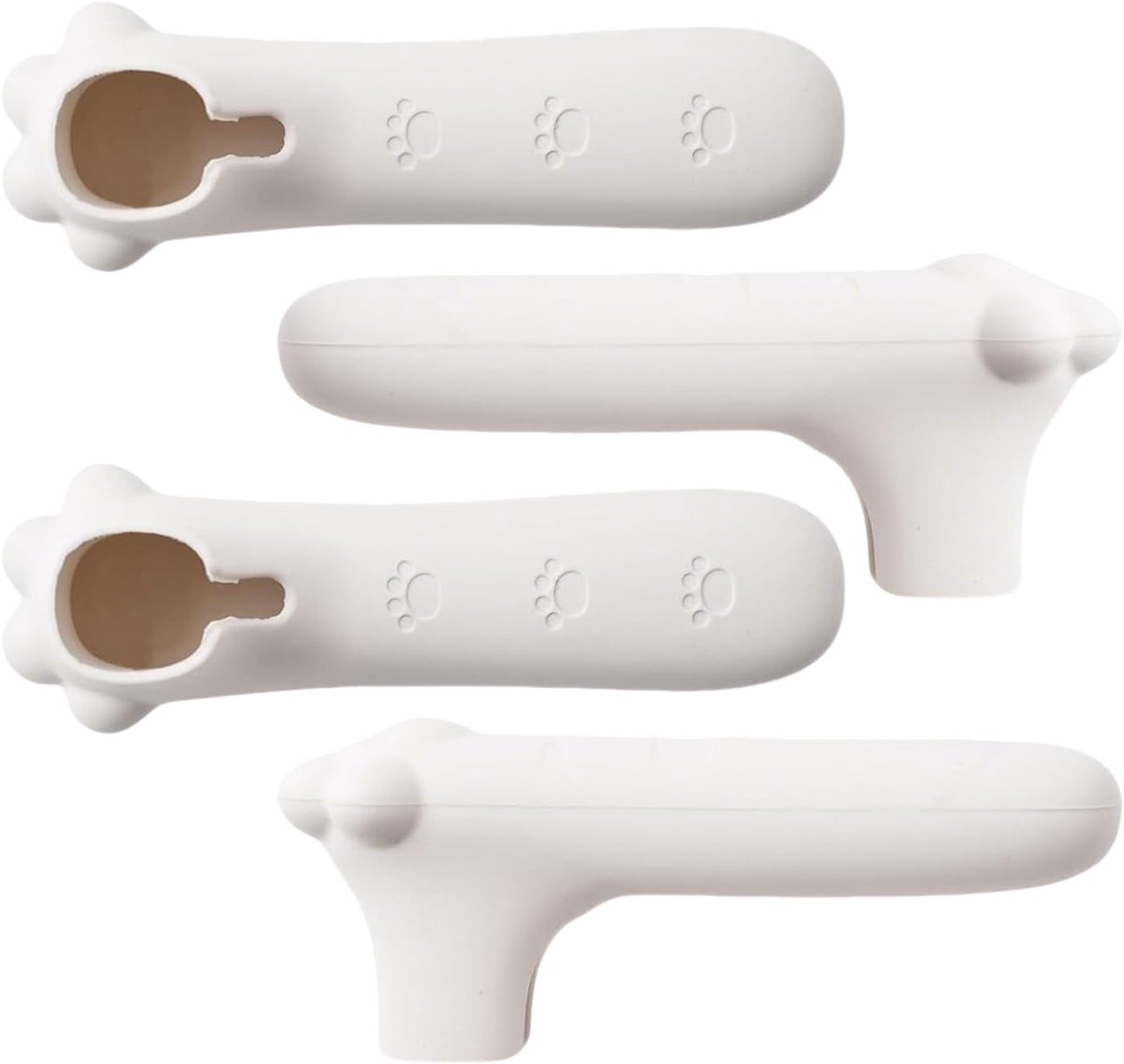 SnelShoppen - 4 Stuks Silicone Deurgreep Bescherming - Anti-bots Silicone Deurgreep Handschoenen - Kattenpoot Vorm voor Vierkante & L-vormige Deurgrep