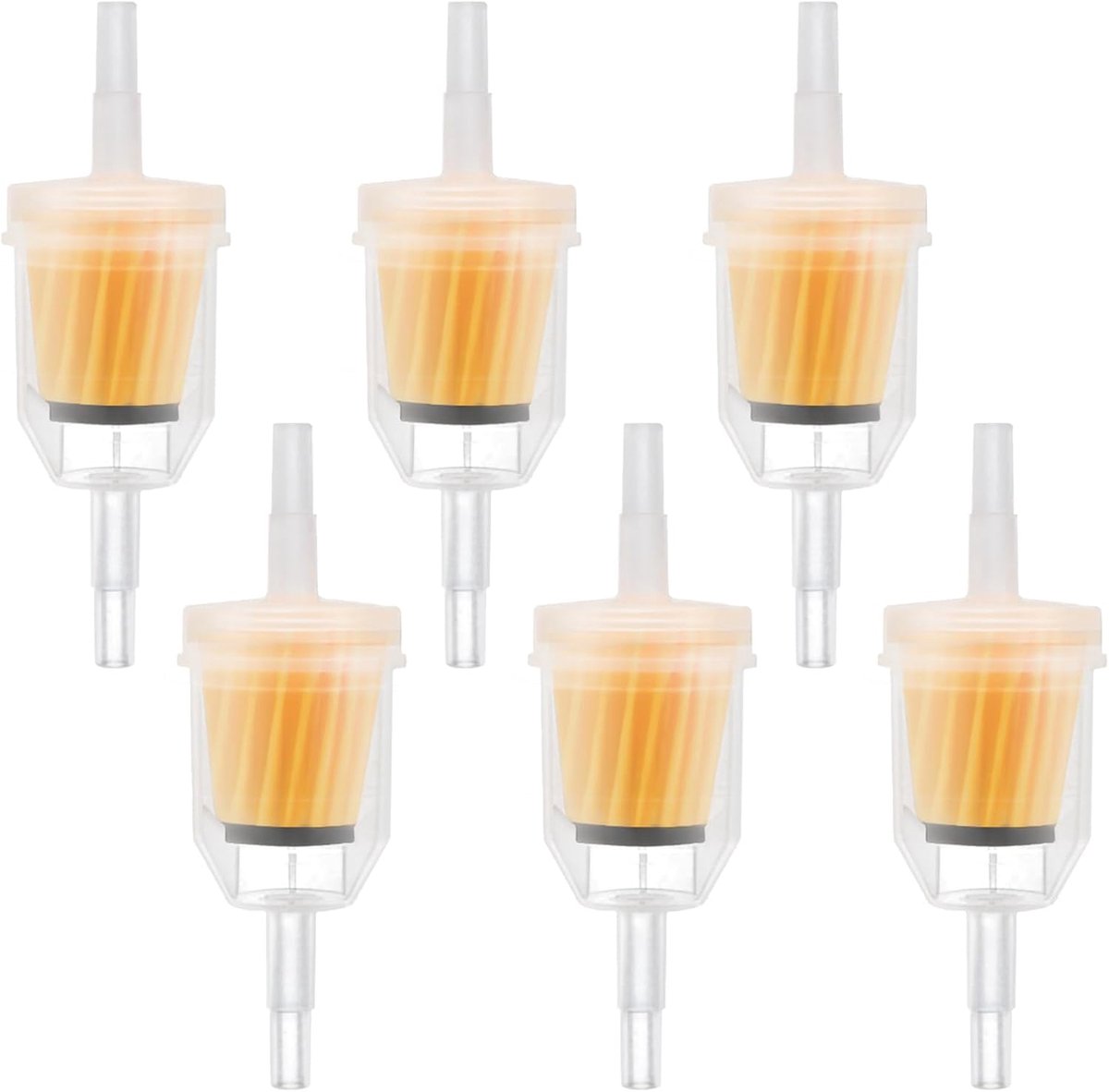 SnelShoppen - Universele Brandstoffilter 6 mm / 8 mm - Vloeistoffilter voor Motorfiets, Scooter, Generator, Grasmaaier en Auto - Set van 6