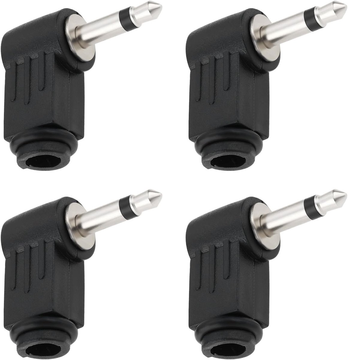 SnelShoppen - 4 Stuks 3.5mm Mono Jack Plug 90 Graden Hoek Audio Adapter voor Hoofdtelefoons, MP3 Spelers, Luidsprekers - DIY Geluidsprojecten