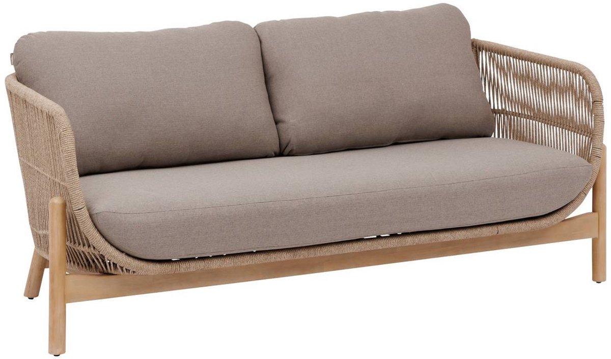 Tweezits tuinset van acaciahout en gevlochten touw DEONA