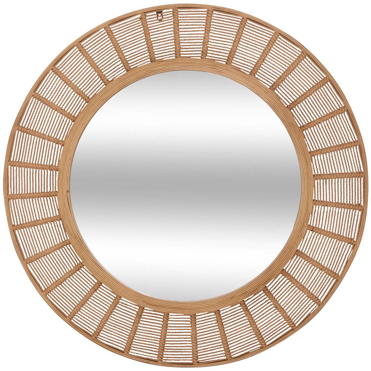 Ronde spiegel met gevlochten bamboeframe ZELIE