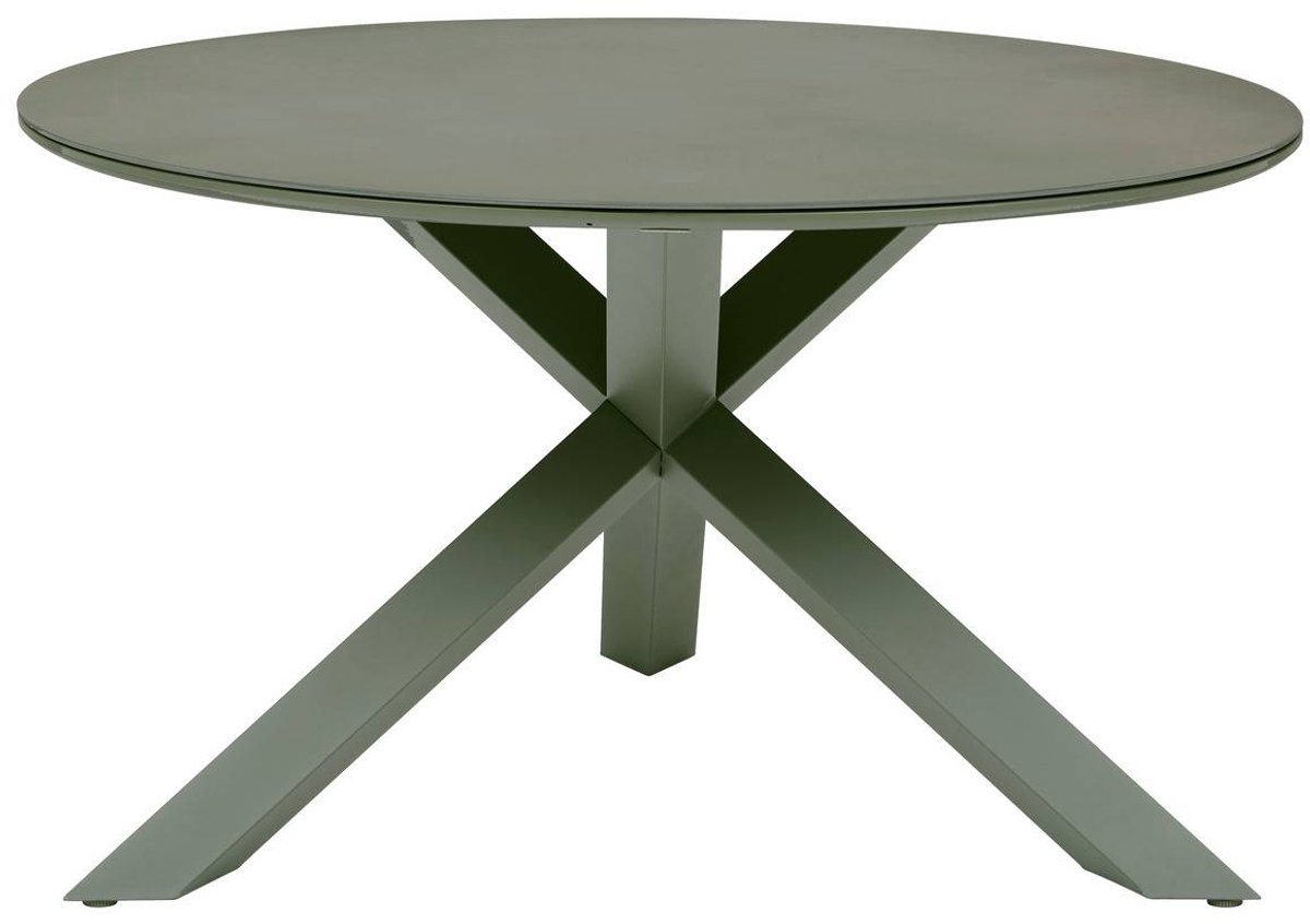 Ronde tuintafel voor 6 personen van gehard glas ORYON