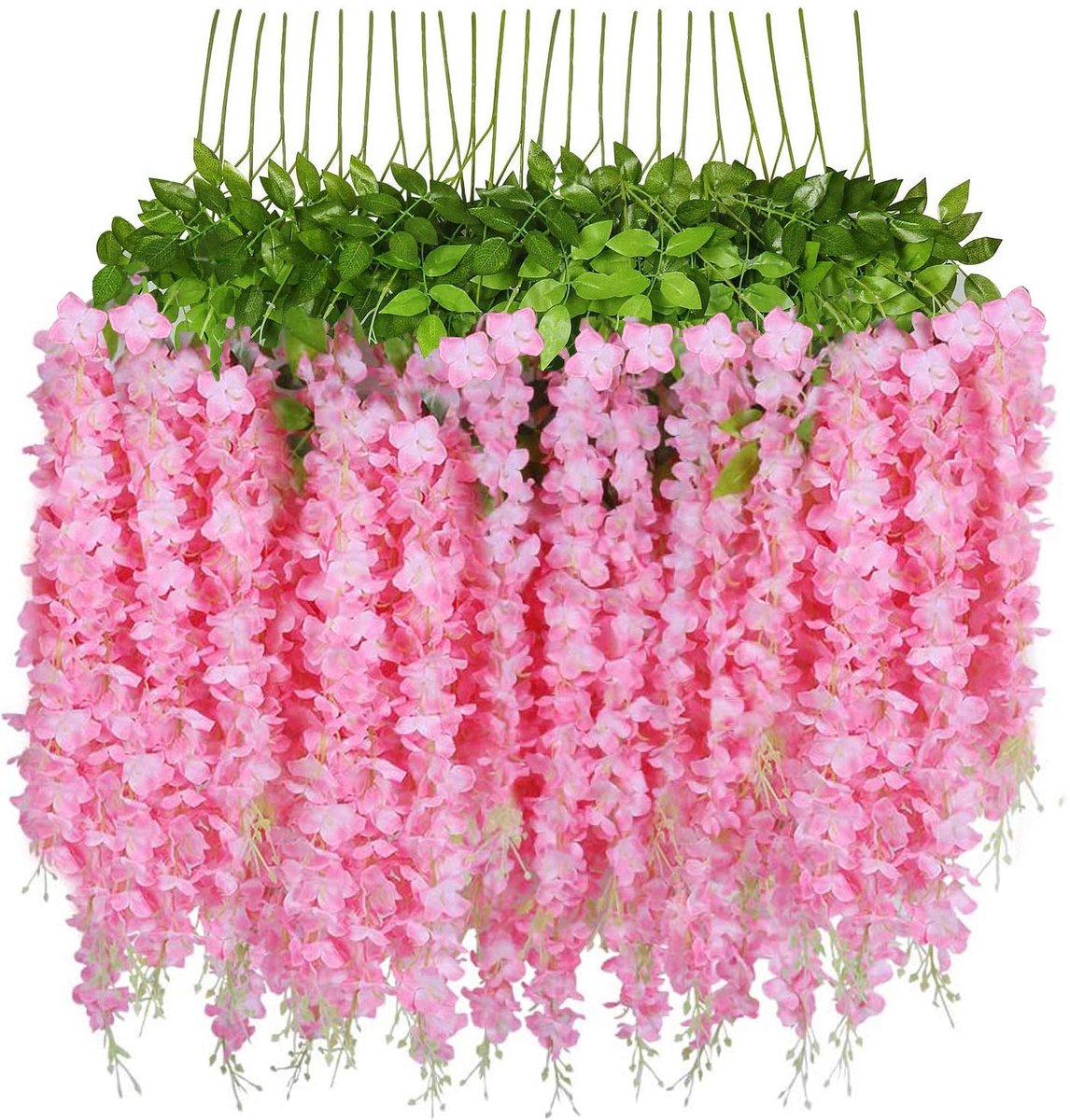 SnelShoppen - 24-Pack Kunstbloemen Wisteria Garland 3.6 Voet - Zijde Bloemen in Roze voor Thuis, Tuin, Bruiloften en Feestdecoratie