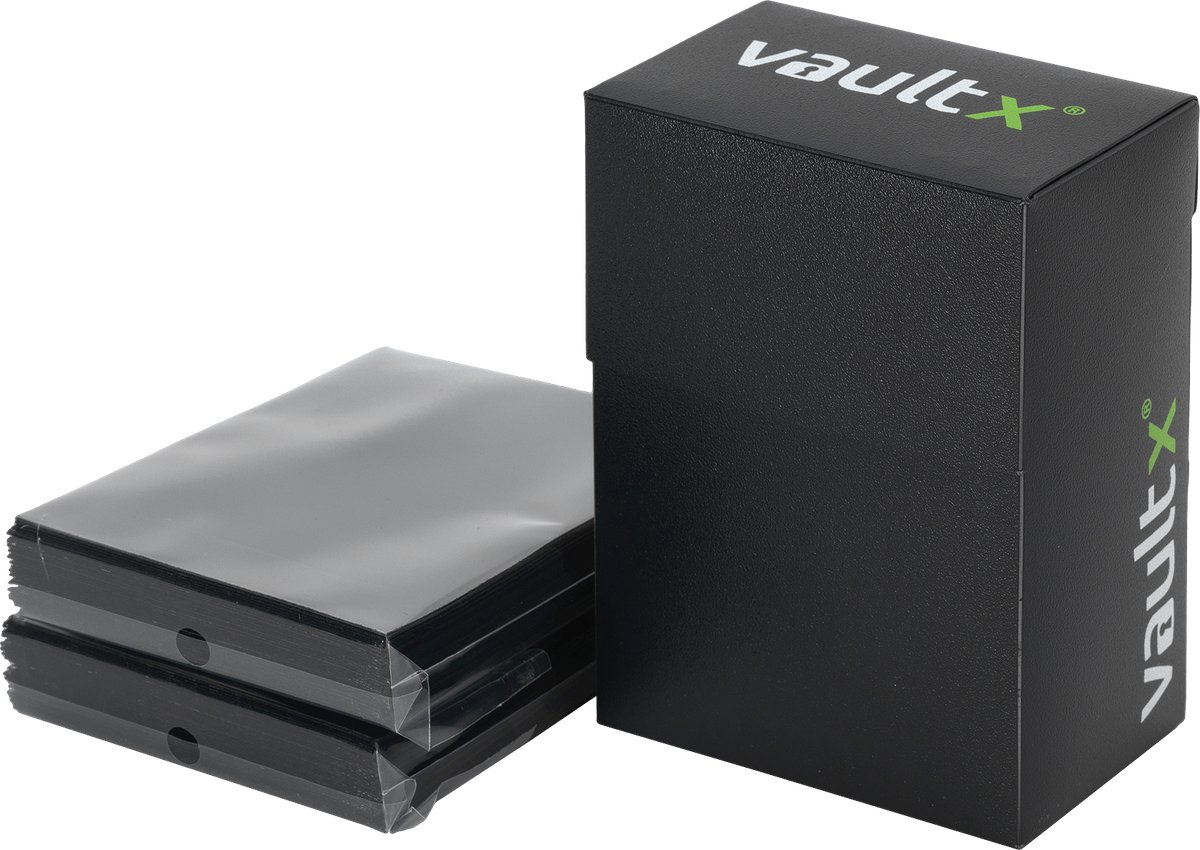 Vault X Deck Box voor Trading Cards en 100 Zwarte Kaarthoezen - Kaartenhouder en Opbergdoos - Zwart
