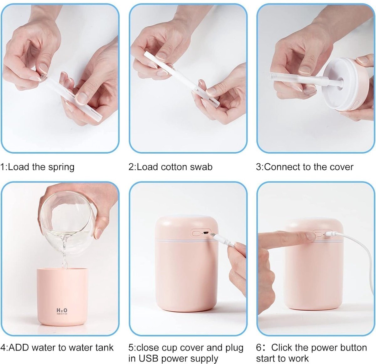 Mini Luchtbevochtiger Aroma Diffuser 300 ml Roze - Geurdiffuser Slaapkamer, Babykamer en Woonkamer - Geur Diffuser Geurverspreider Elektrisch voor Etherische Olie - Humidifier Vernevelaar Aromatherapie met LED Nachtlampje USB — cadeau in Wonen & Interieur - foto 3