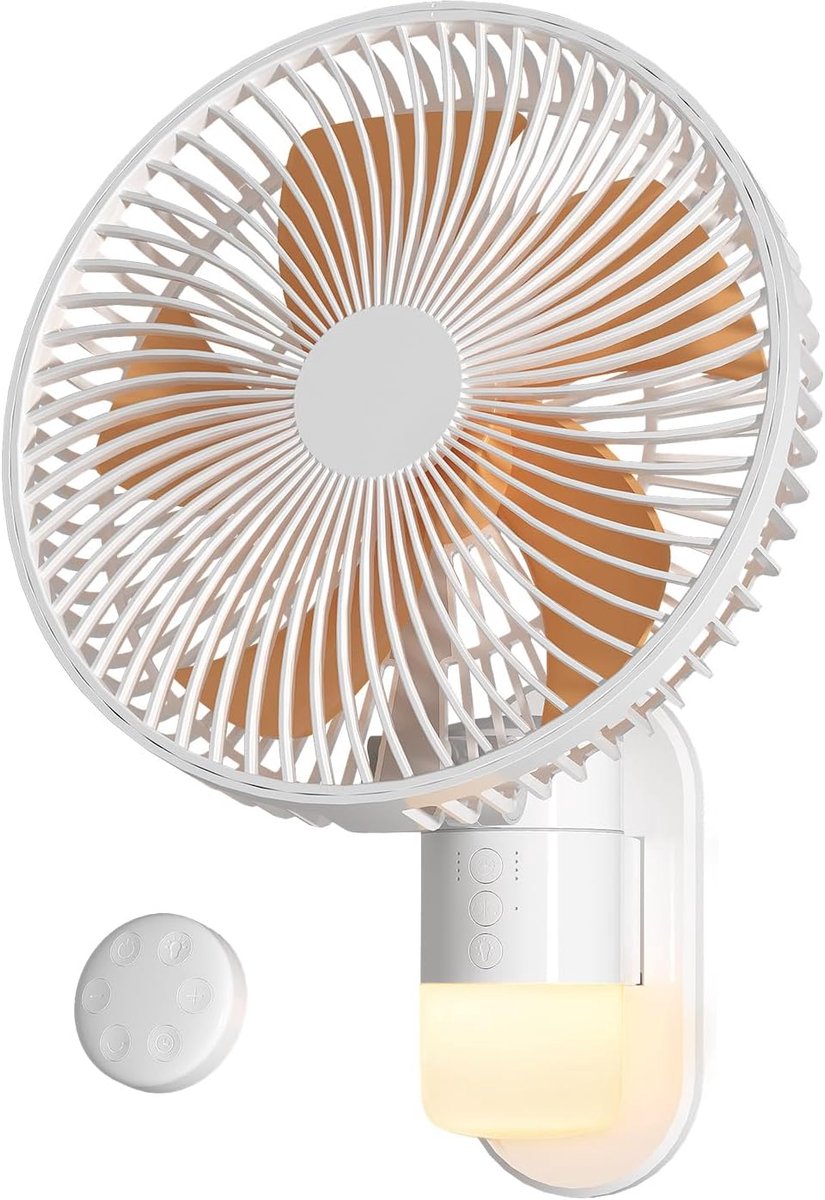 SnelShoppen - 10-inch Wandventilator met Licht en Afstandsbediening - Stil (30 dB), 4 Snelheden, Timer, 90° Oscillatie, 180° Kantelbaar - Ideaal voor