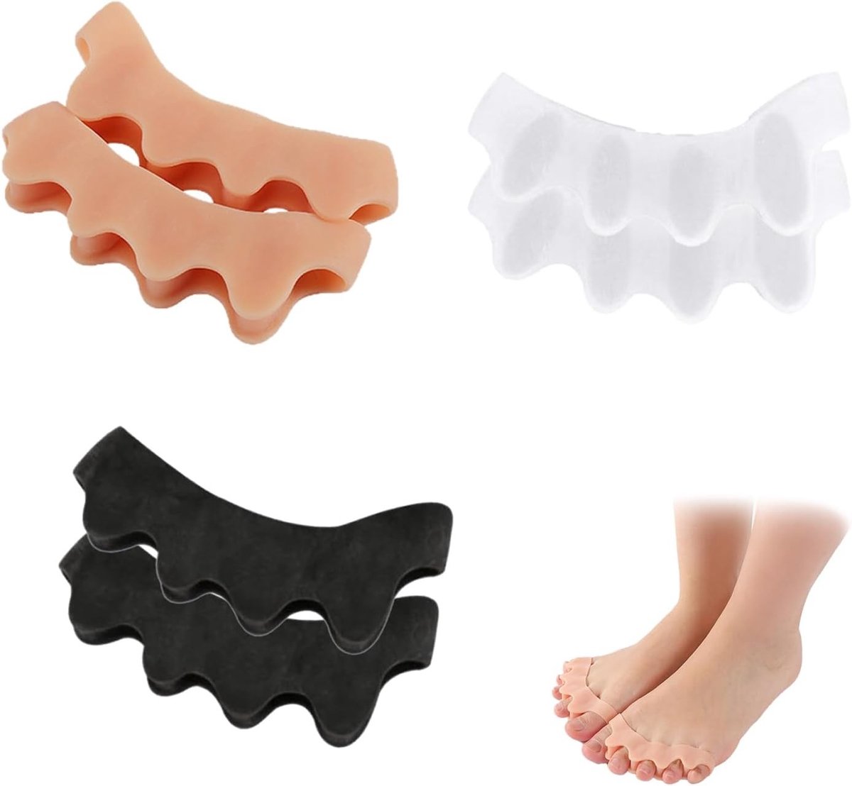 Siliconen Tussenspreiders voor Tenen - 6 Stuks Zachte Tussenruimte voor Hallux Valgus, Flexibel en Transparant voor Yoga en Dagelijks Gebruik