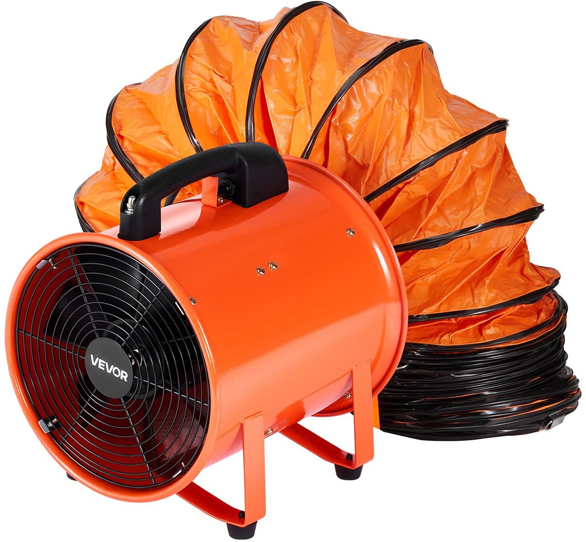 SnelShoppen - Bouwventilator 365 W met AC-motor, 2810 rpm, 1214 l/s, axiale ventilator met 10 m slang, industriële ventilator, 79 dB geluidsniveau, pe
