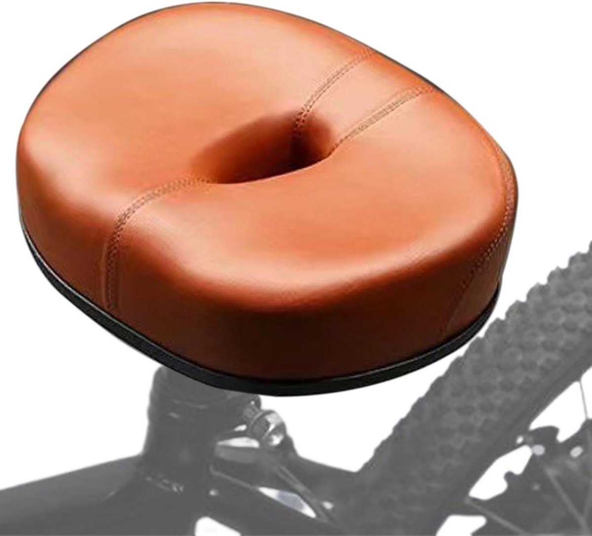 Fietszadel zonder neus - Zitkussen fiets - Comfortabel fietsen - Ergonomische pasvorm - 28 x 22 x 8 cm - Bruin