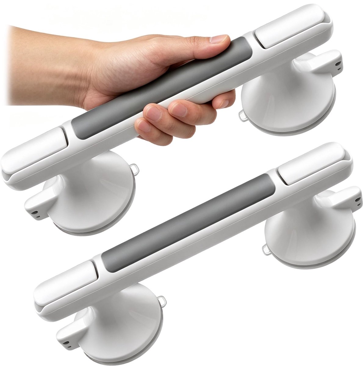2 Pack Zuignap Handgreep voor Douche - 33CM - Badkamer Veiligheidshandgreep Zonder Boren - Anti Slip Steunbeugel voor Senioren en Beperkte Mobiliteit - Draagbare Wandgreep voor Douche Bad en Toilet