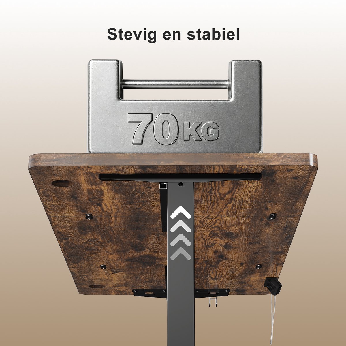 Devoko Elektrisch Verstelbaar Zit-Sta Bureau 120x60 cm Breed – Hoogte 73–118 cm – 2 Geheugenstanden, Zit-Herinnering, LED-Display en USB – Draagvermogen 70 kg – Vintagebruin thumbnail 6