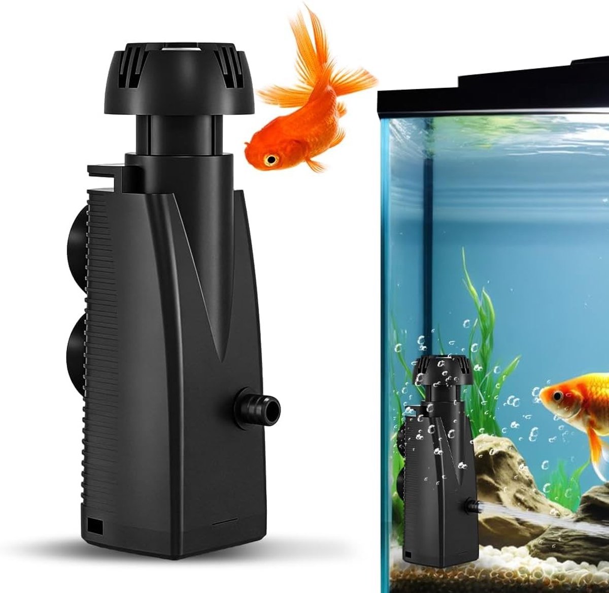 Efficiënte Aquarium Skimmer tot 200 Liter, 160 l/h, 3 W, Verwijdert Oliefilm, Inclusief Organische Spons en Zuignappen, Ideaal voor Aquariums en Filters