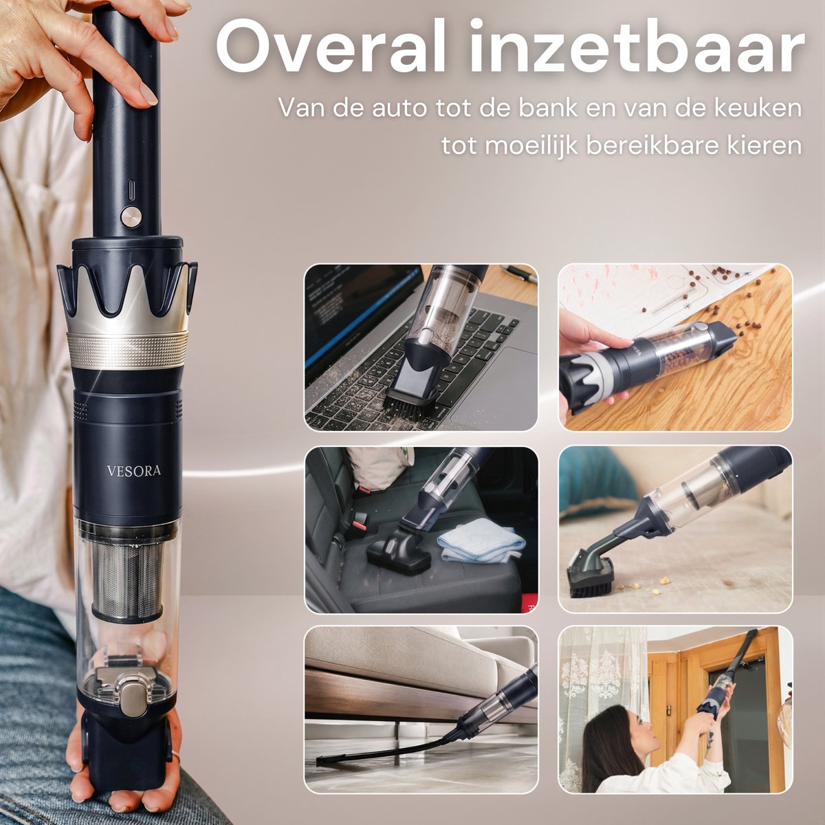 RD Commerce Vesora® Kruimeldief Snoerloos met HEPA-filter - afbeelding 3