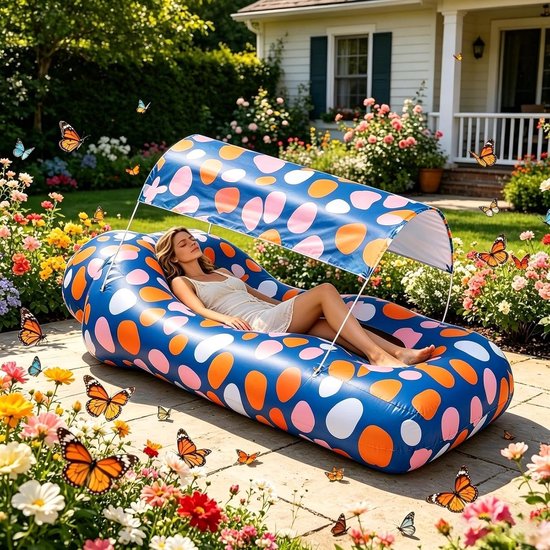 Opblaasbare Lounger - Luchtbank Zonnescherm - Buiten Ontspannen - Snel Opgeblazen - 190x75cm - Meerdere Kleuren — afbeelding 4