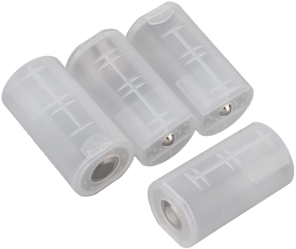 Batterij Adapterhouder - Omzetter Behuizing - Elektronica Gebruik - Zet 2 AA om in D - 4 stuks - Wit