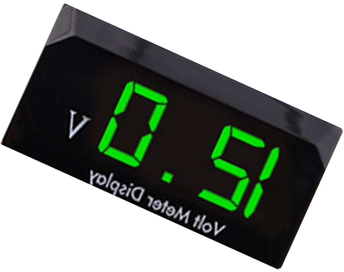 Digitale Voltmeter - Spanningstester Motorfiets - Voertuig Onderhoud - Waterdicht LED Display - 70 cm koordlengte - Groen