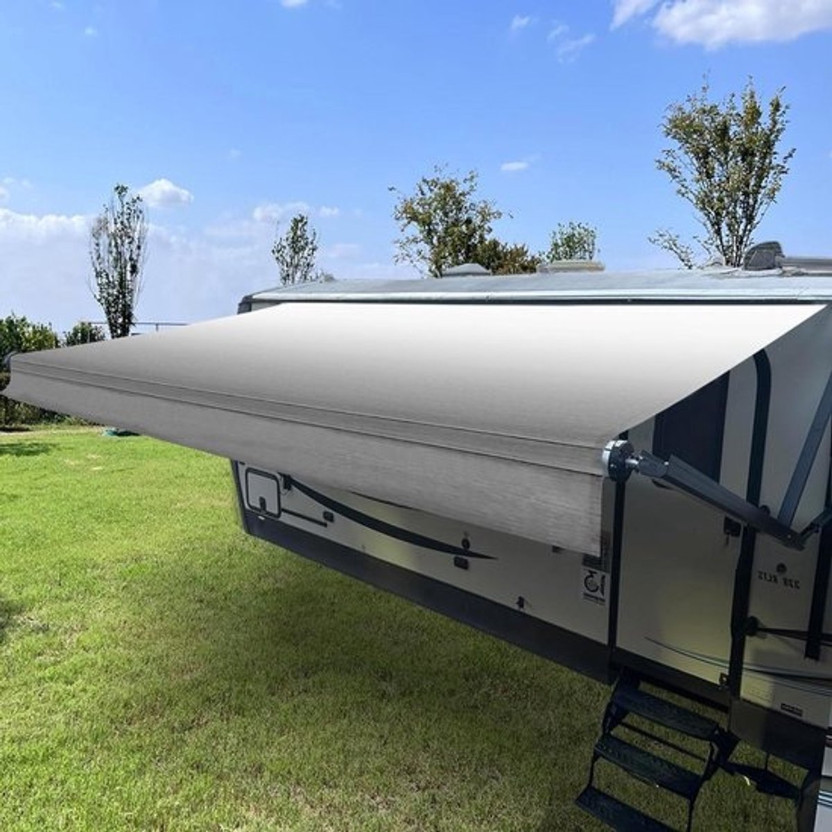 Camperluifel Vervangingsstof - Luifeldoek Camper RV Luifel - Bescherming Buiten - Waterdicht Vinyl - 19'2" - Grijs
