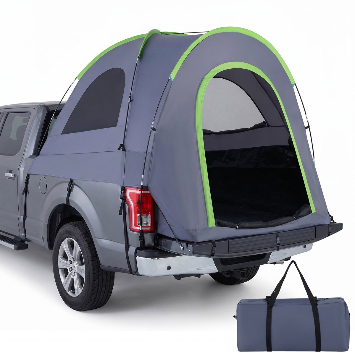 SureDeal® - Kamper - Tent - Pick uptrucks Achtertent - Personen - Afneembare Regenhoes Ventilatieramen - Opbergtas - 177x195,5x149 cm - Groen