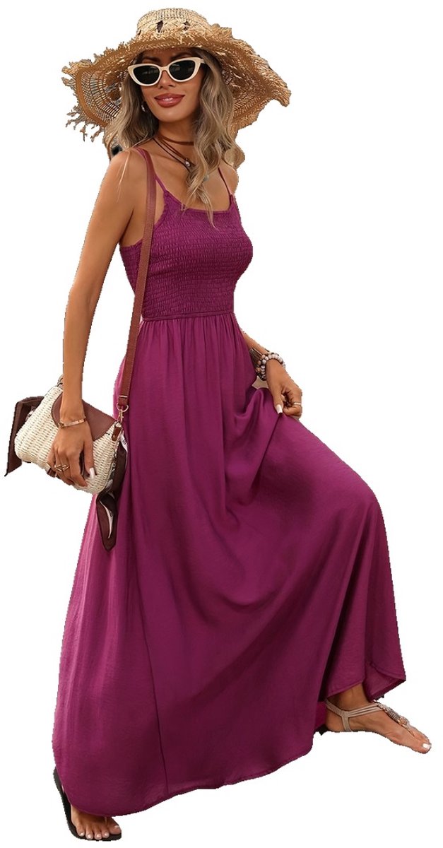 Currero Open Rug Jurk Backless Body Jurk Shirt Jurken Open Back Dress Fuchsia Paars