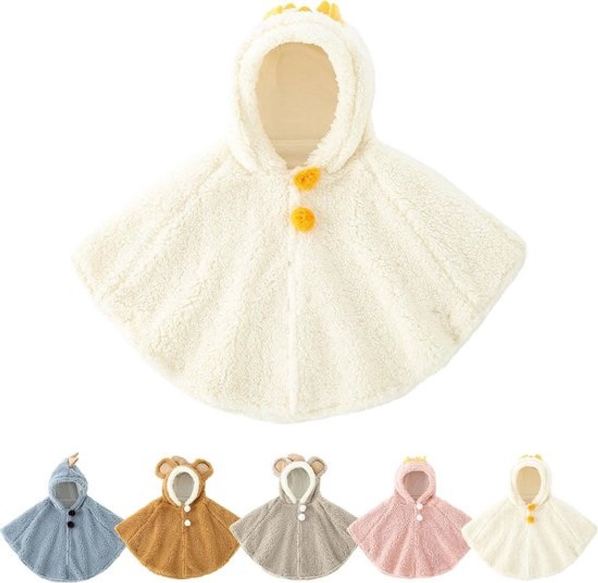 Warme Baby Poncho met Capuchon voor Kinderen 0-3 Jaar | Winddicht Fleece Buitenkleding