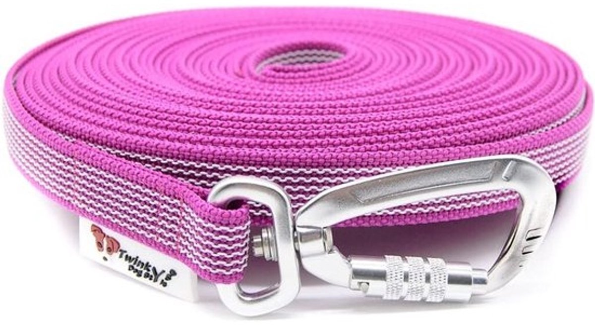 Antislip Rubber Hondenriem 5 Meter Roze - Training- en Sleeplijn met Veiligheidskarabijnhaak