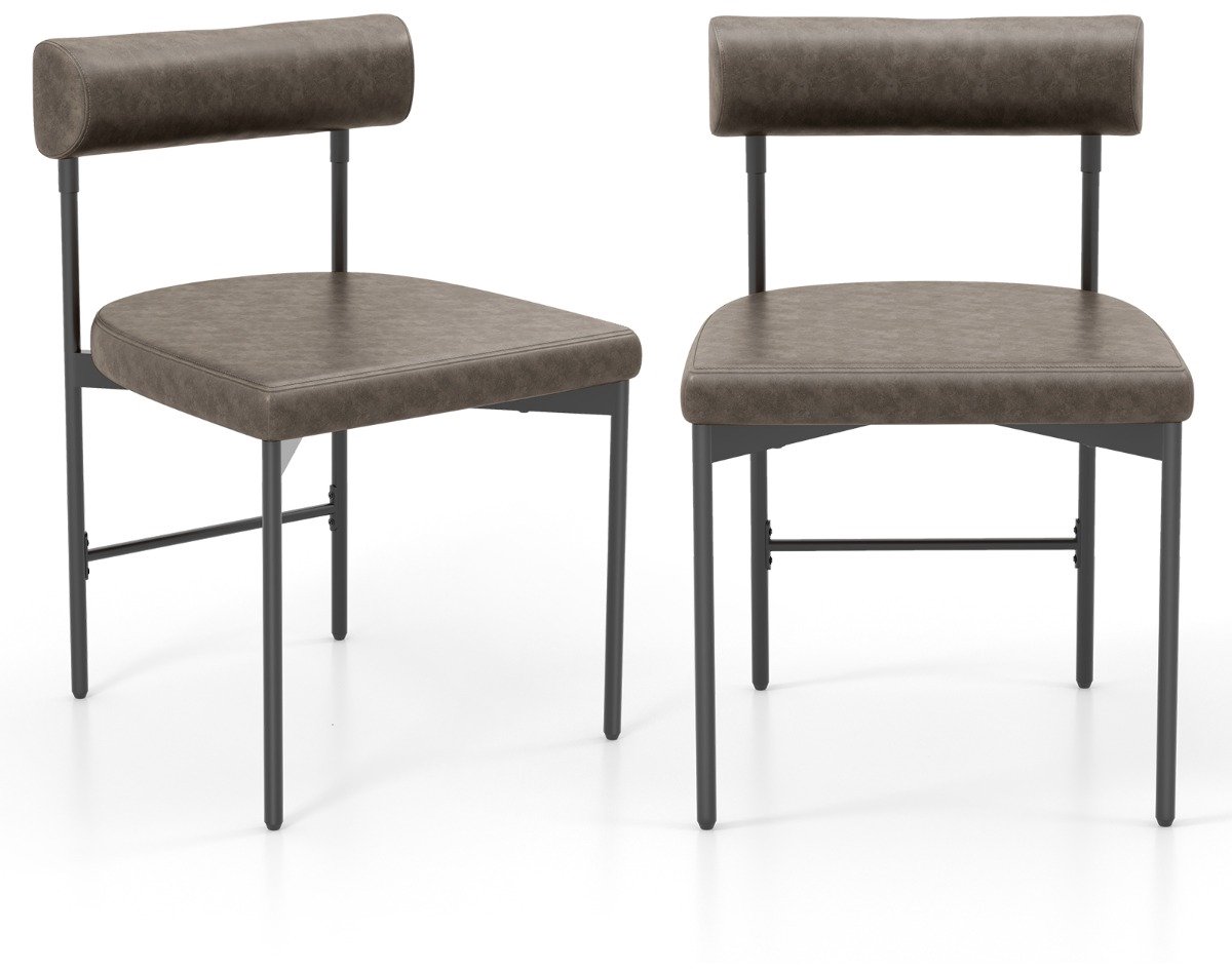 SureDeal® - Eettafel - Eetkamerstoelen Keukenstoel PVC - Gevoerde Rugleuning - Vormige Zitting Kuipstoel - 47,5x46x74 cm - Grijs