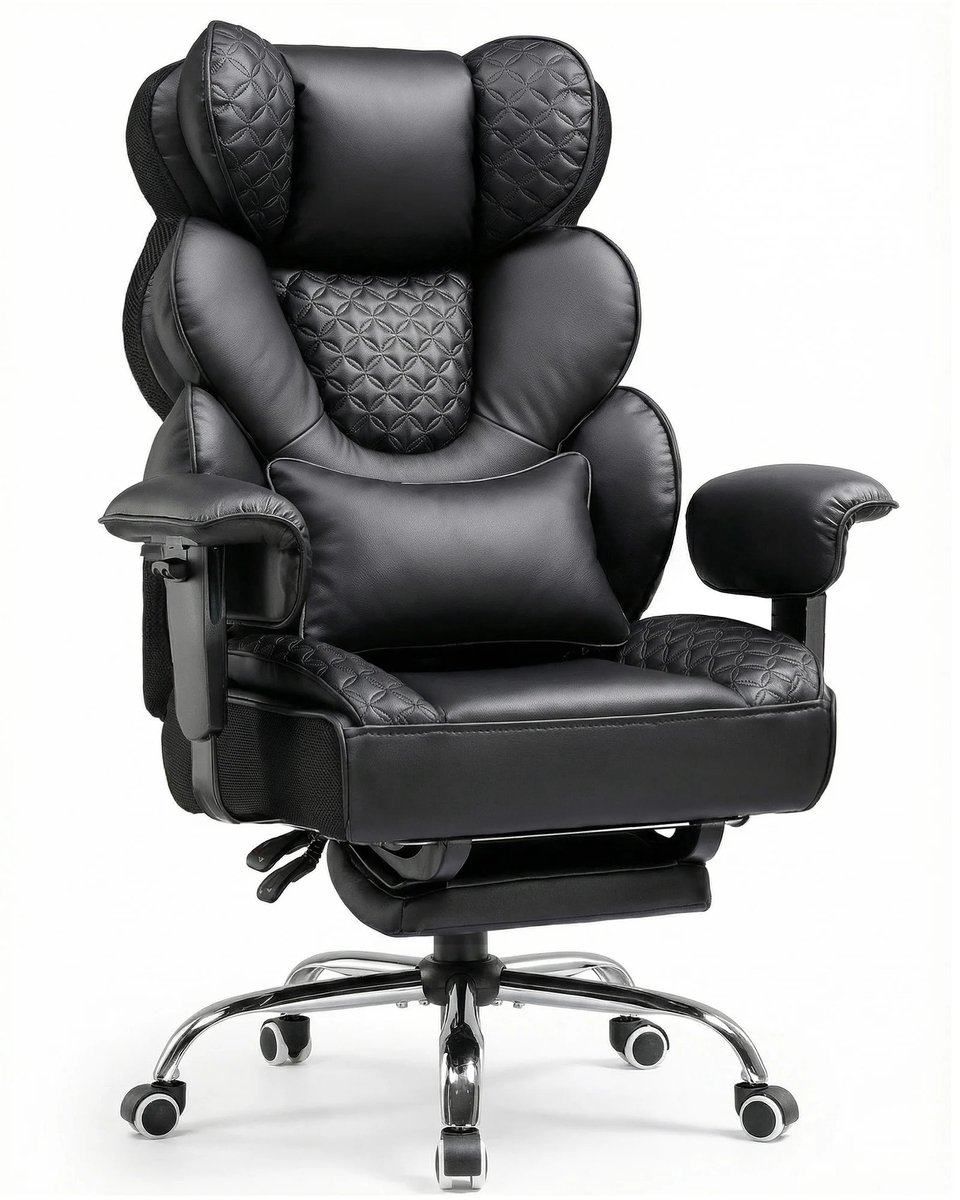 ITRONIQ Ergonomische Bureaustoel Voor Volwassenen - Comfortabel Gamingstoel Met Voetensteun en Lendensteun - Tot 180 kg - Zwart