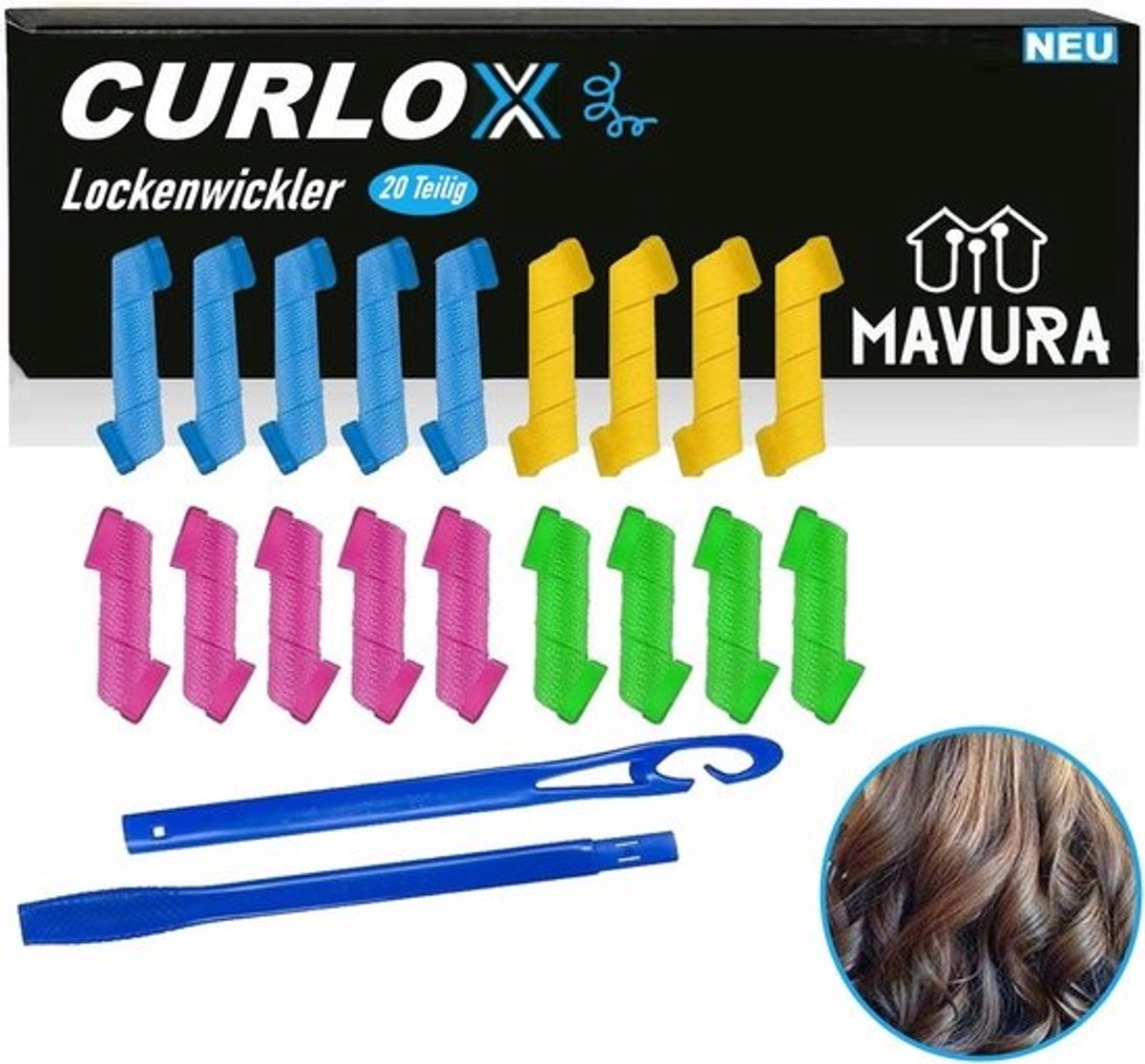 20-delige Set Spiraalvormige Haarkrullers voor Natuurlijke en Volle Krullen
