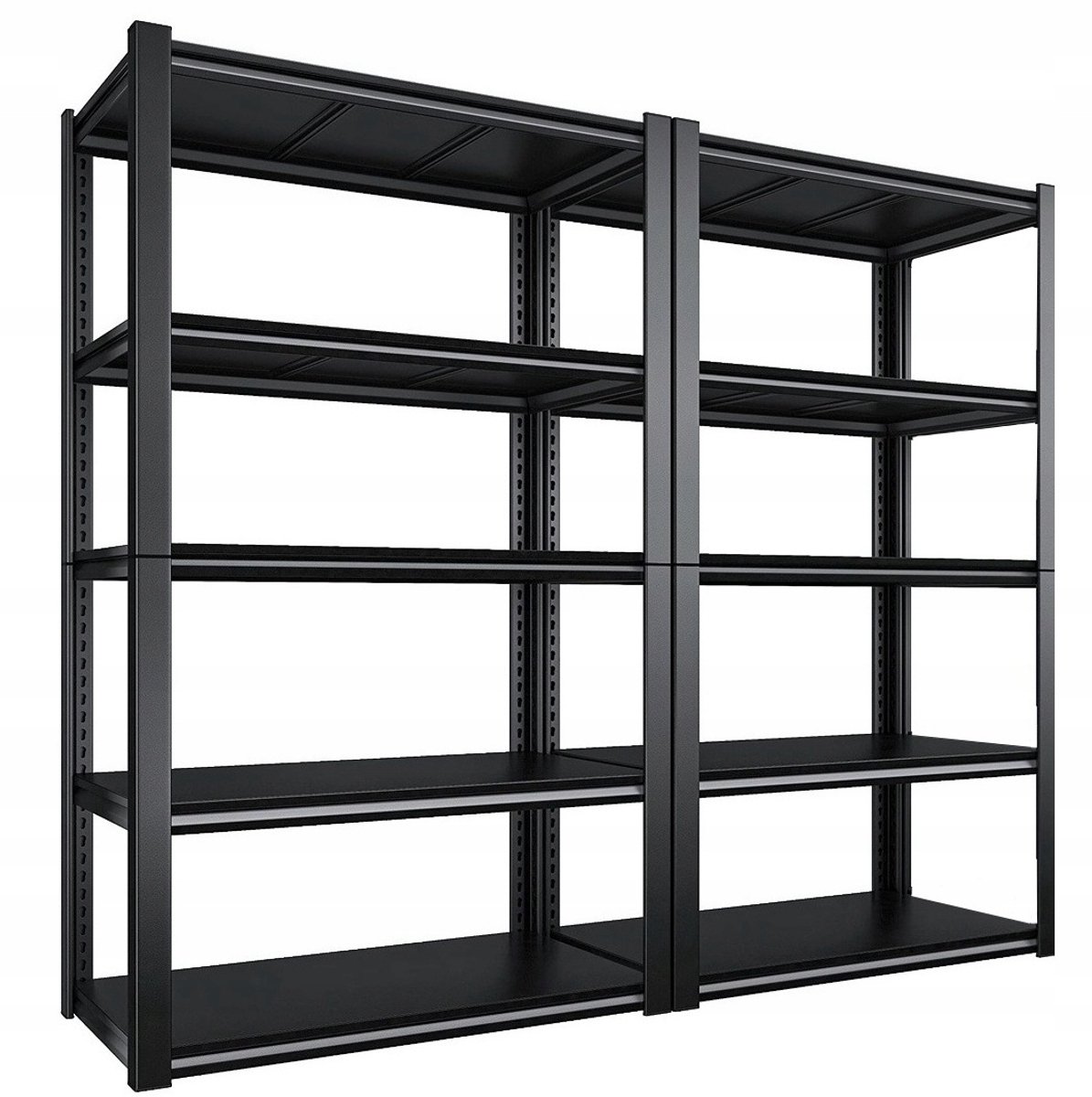 DODAS - Set van 2 metalen magazijnstellingen 200x100x40 cm - 10 planken - Zwart