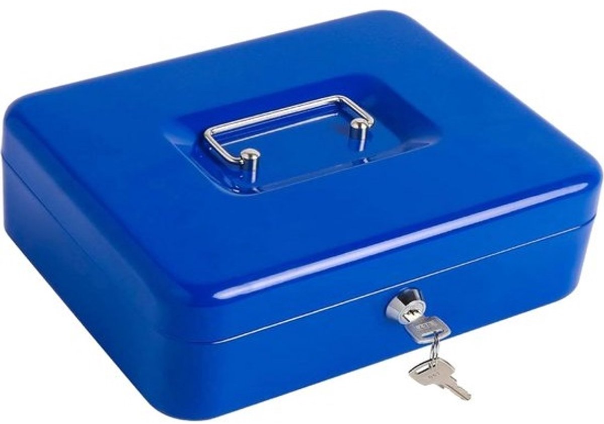 Robuuste Geldcassette met Muntvak en Sleutelslot - Blauw
