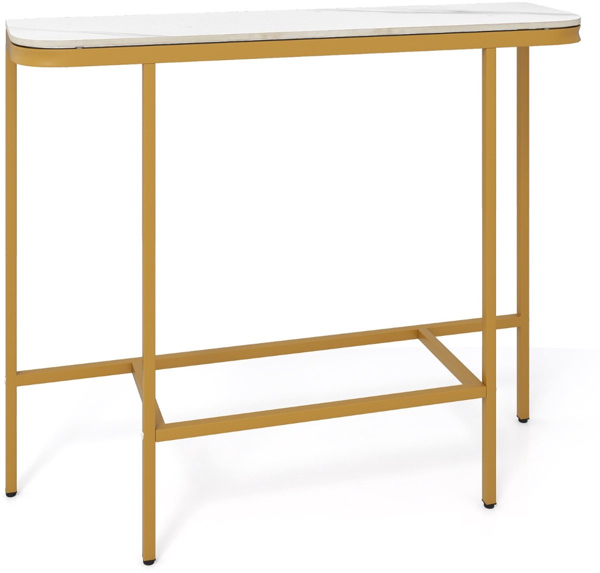 SureDeal® - Consoletafel - Hal Moderne Bijzettafel - Naast Bank - Blad Kunstmarmer - Metalen - 111x30x91 cm - Wit
