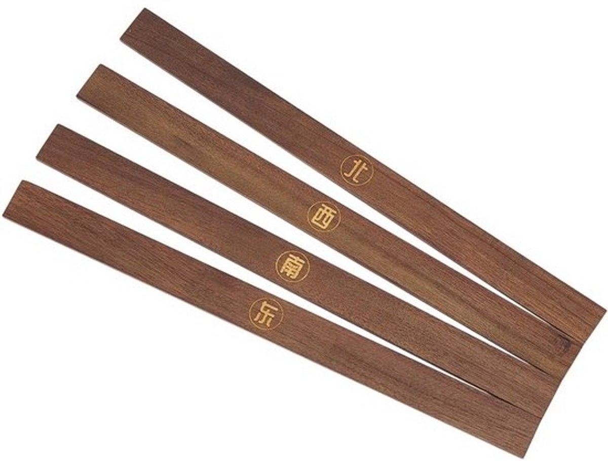 Houten Duwstokken - Tegel Accessoires - Mahjong Spelen - Karakters Inreliëf - Veertig Centimeter - Donker Hout