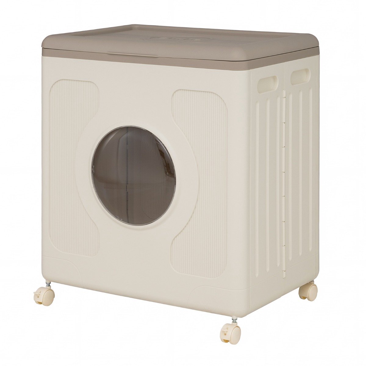 SureDeal® - Kledingkast - Opbergbox - Kleding - Deksel - Wieltjes Rolbare Wasmand - Transparant Venster - 58x41x68 cm - Grijs