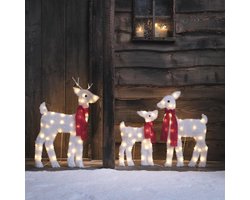 LED Reindeer Silhouettes - Kerst Decoratie - Buiten Verlichten - Met Timer Functie - Set van 3 - Warm Wit