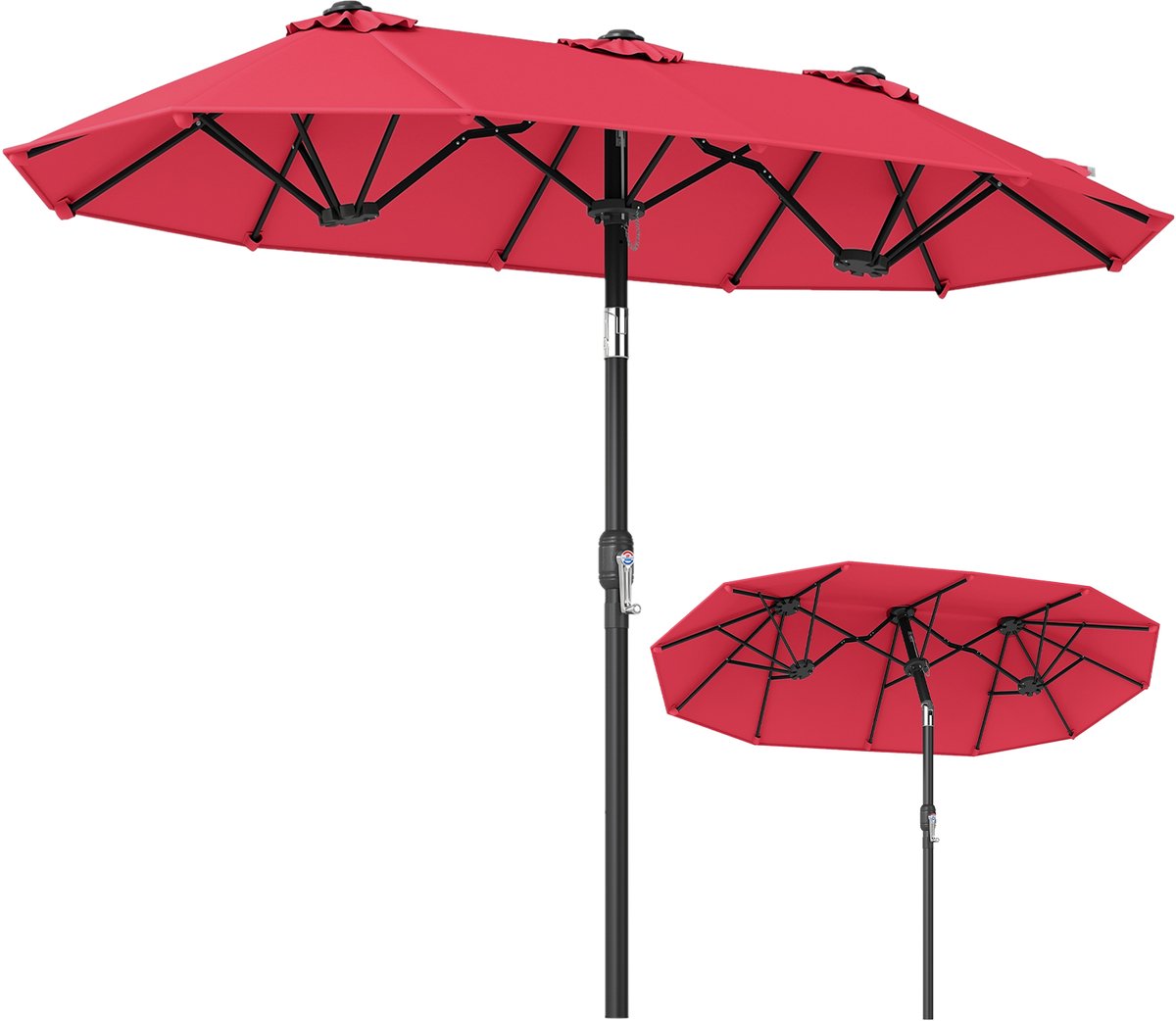 SureDeal® - Parasol - Dubbele Rechthoekige - Slinger - Baleinen - 300x160x220 cm - Beige
