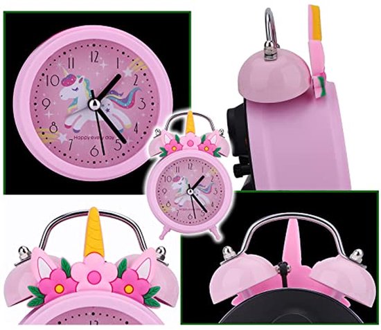 Eenhoorn wekker - Kinderwekker meisjes - Wakker worden - Geruisloos uurwerk - 798 x 003 x 125 cm - Roze — afbeelding 5