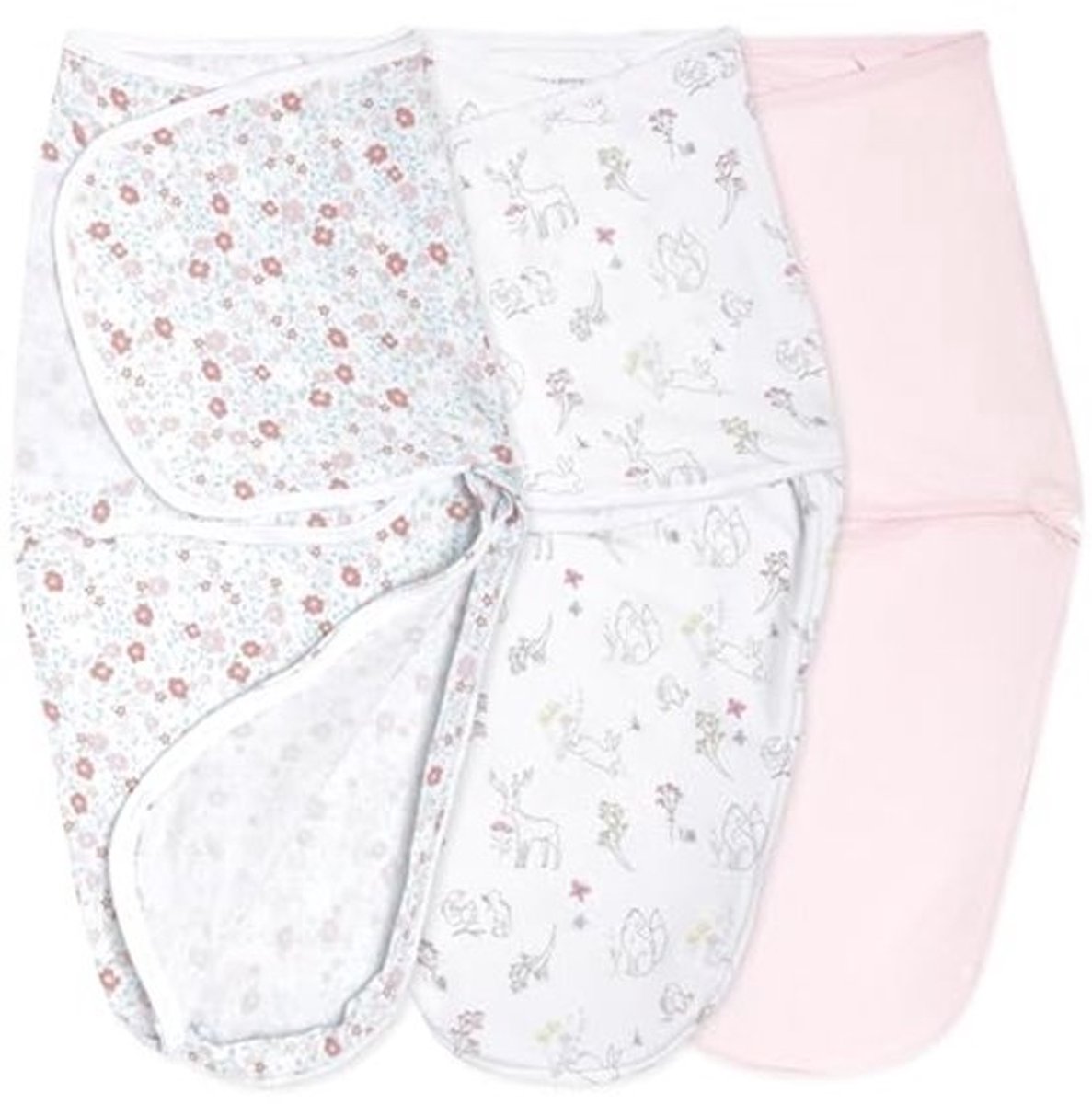 Easy Swaddle Wrap - Katoen Gebreide Baby Inbakeren Slaapzak voor Pasgeborenen (0-3 Maanden) - 3 Pack - Sprookjesbloemen