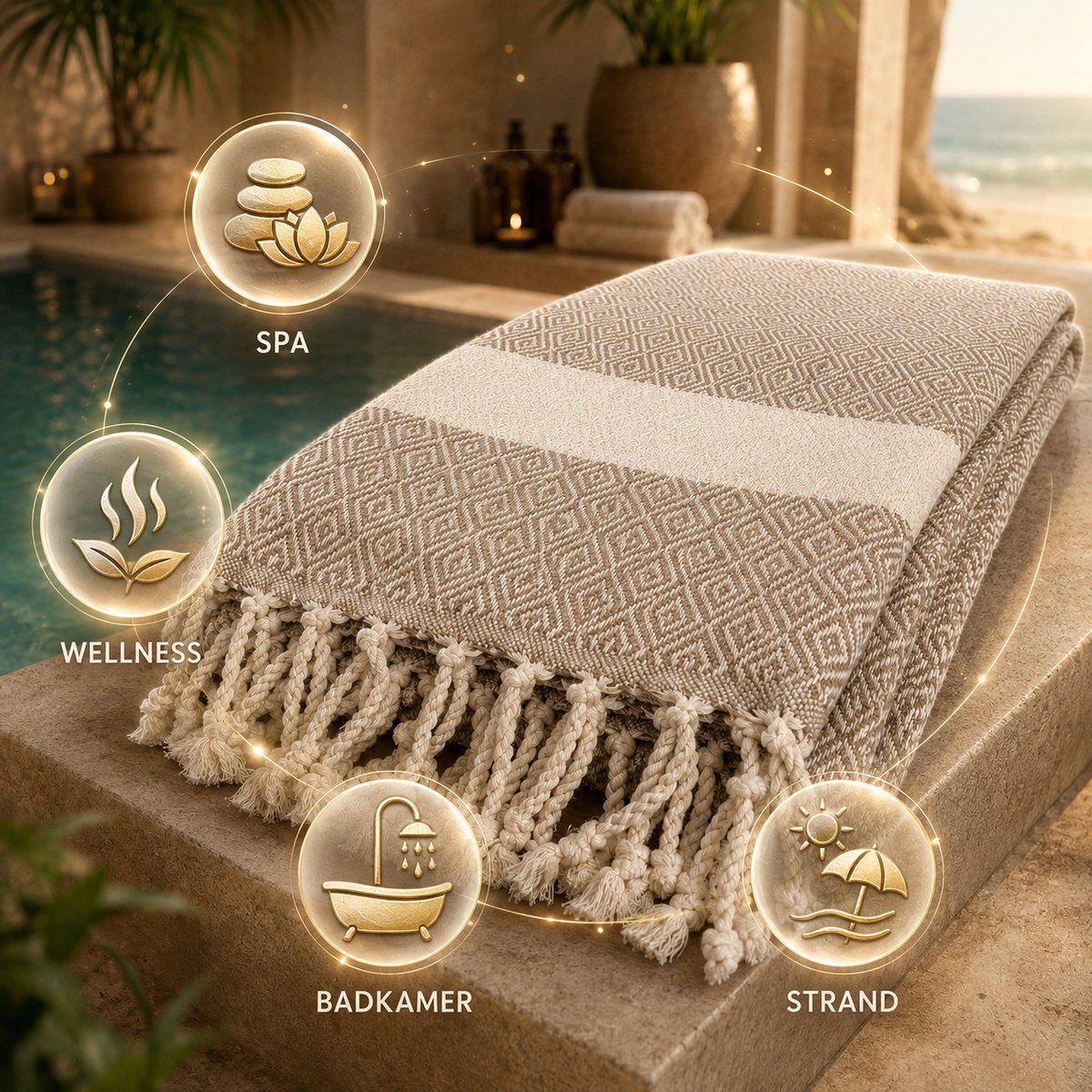 100% Natuurlijke Katoenen Elmas Peshtemal Badhanddoek Turkse Handdoek Hammam Strandlaken