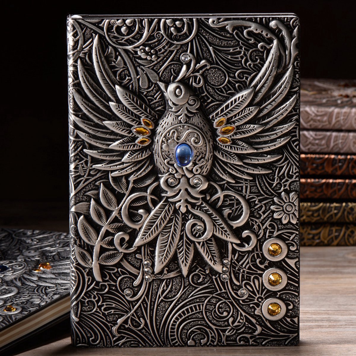 Casalora® Vintage Leren Notitieboek A5 – 3D Feniks Reliëf Dagboek – 200 Pagina’s Reisjournal voor School, Kantoor, Creatief Schrijven & Cadeau