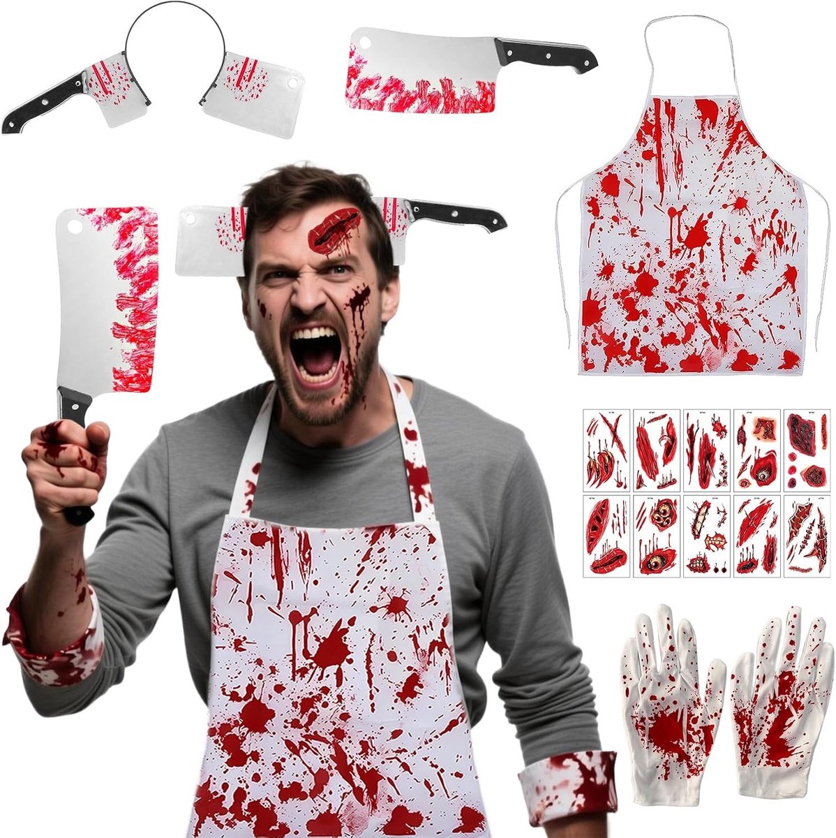 Griezelig Butcher Kostuum voor Mannen en Vrouwen, Perfect voor Halloween Feest en Verkleedpartijen