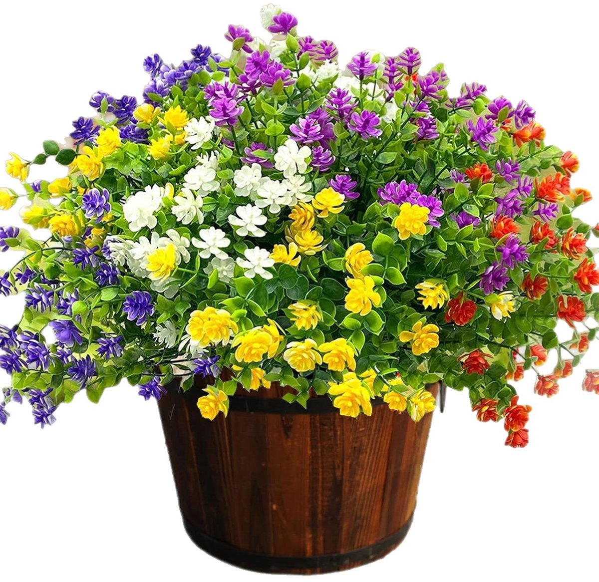 Namajunas - Kunstplanten voor buiten - Kunstbloemen - UV-bestendige kunstbloemen, geschikt voor bloembakken, balkons en tuinen. Decoratieve kunstbloemen voor binnen en buiten, realistische buitenplanten, set van 6.