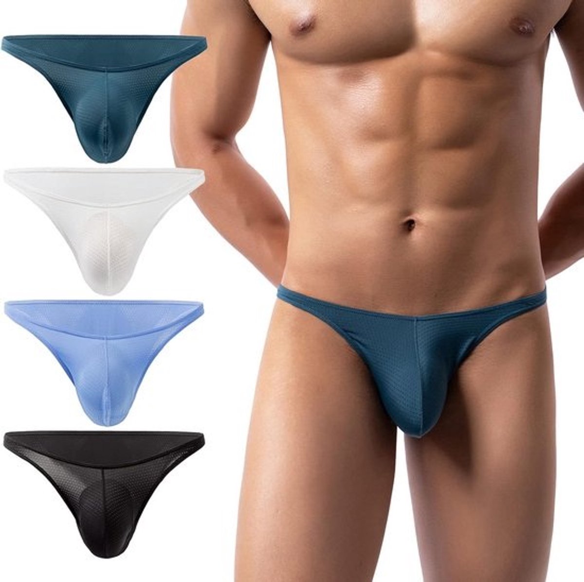 Ademende Mini-Slips voor Mannen met Luchtgaten - 4 Stuks L