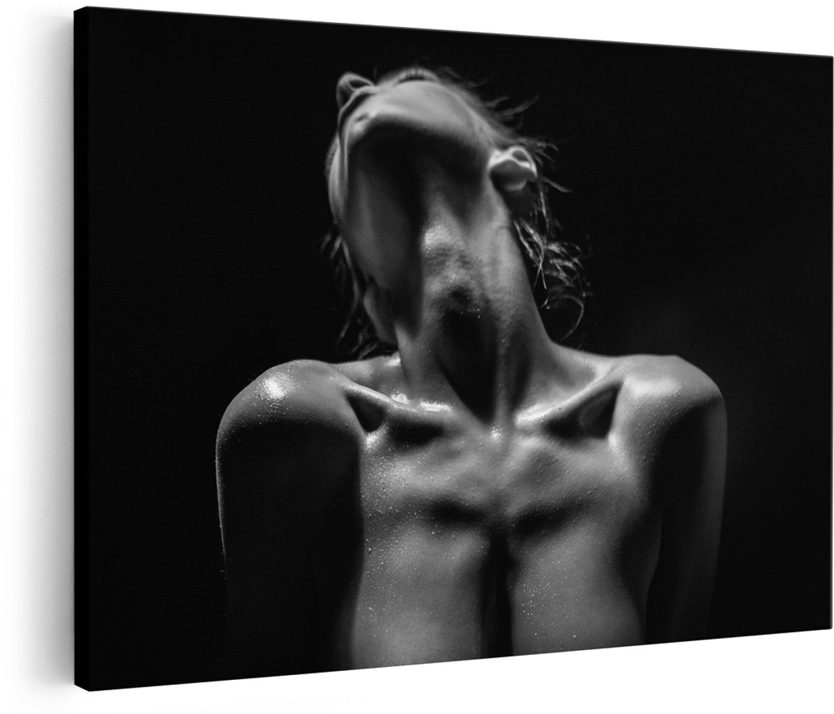 Artaza Canvas Schilderij Naakte Vrouwen Lichaam - Erotiek - Zwart Wit - 150x100 cm - Groot - Foto Op Canvas - Wanddecoratie Woonkamer