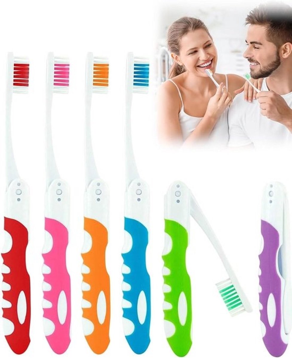 Opvouwbare reistandenborstel met zachte haren - PE/nylon tandenborstel met beschermkap voor volwassenen en kinderen